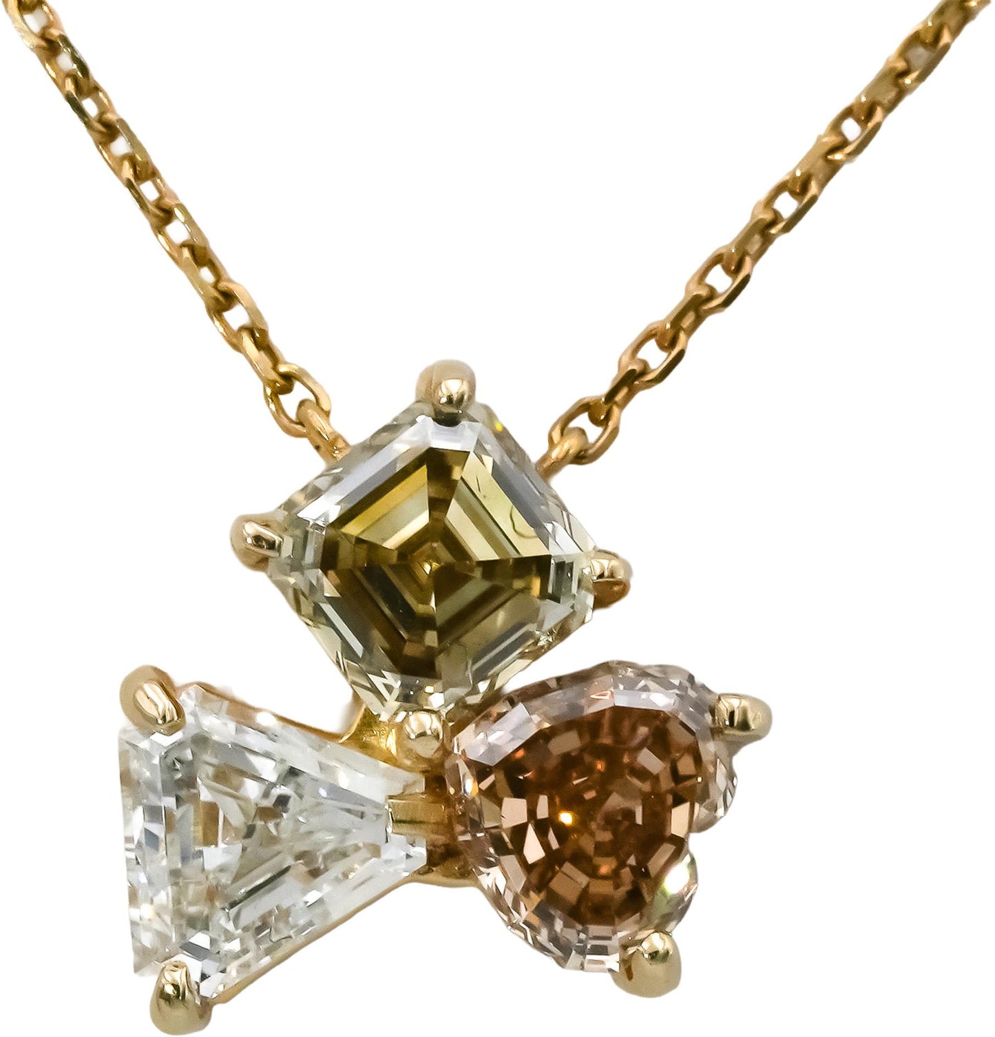 14k Yellow Gold VS Mixed Cuts Diamond Pendant Necklace 2.64CT