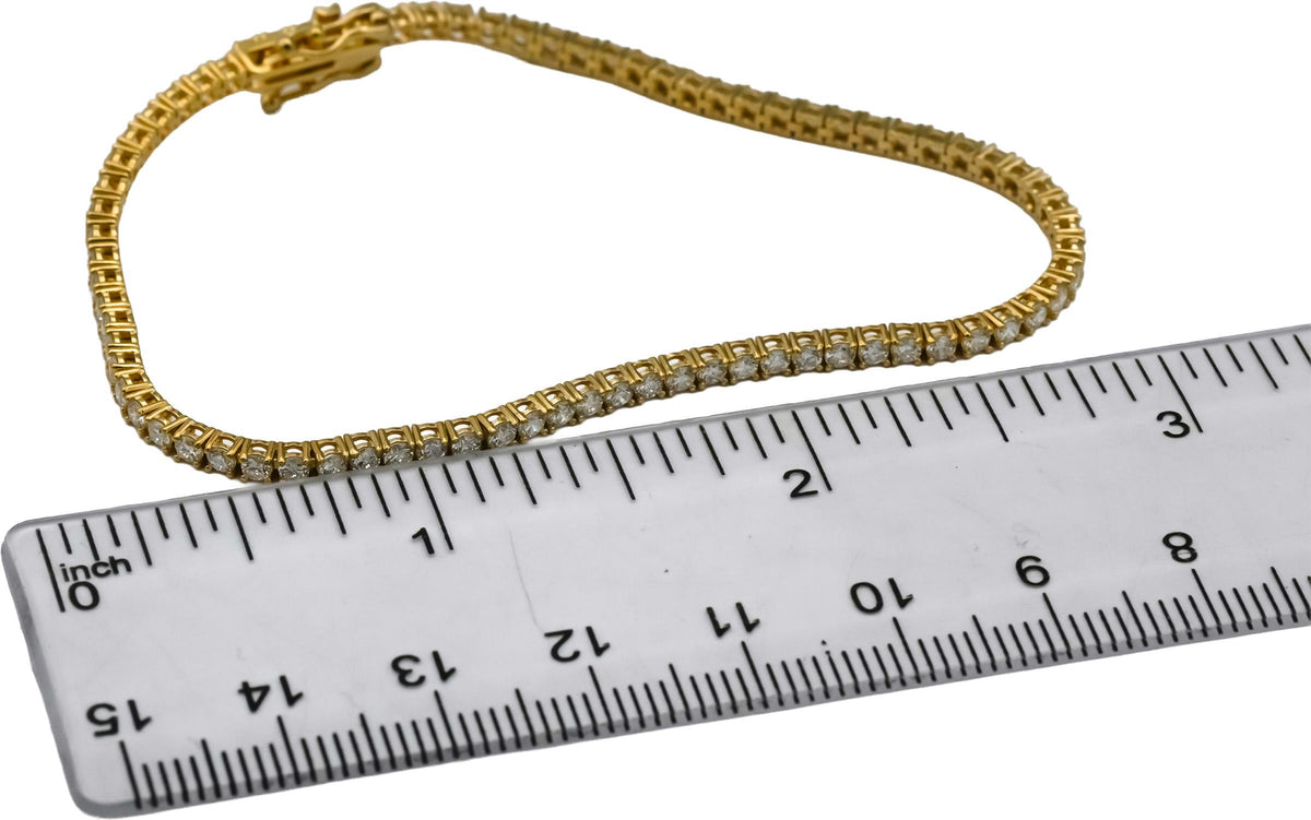 14k Yellow Gold VS Round Diamond Tennis Bracelet 2.67CT