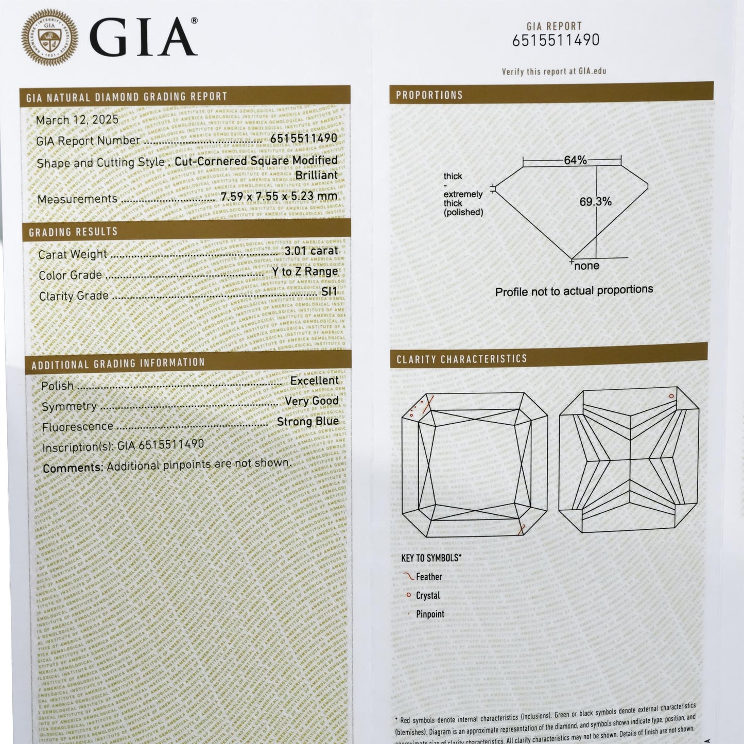 GIA 18k 2-Tone Gold Diamond Engagement Ring 3.76CT w/ 3.01CT Center