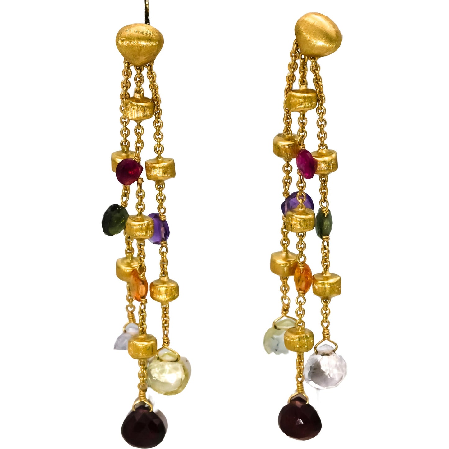 MARCO BICEGO 18k Yellow Gold Paradise Three-Strand Mixed Gemstone Drop Earrings