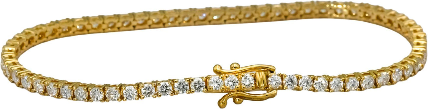 14k Yellow Gold VS Round Lab-Grown Diamond Tennis Bracelet 3.51CT