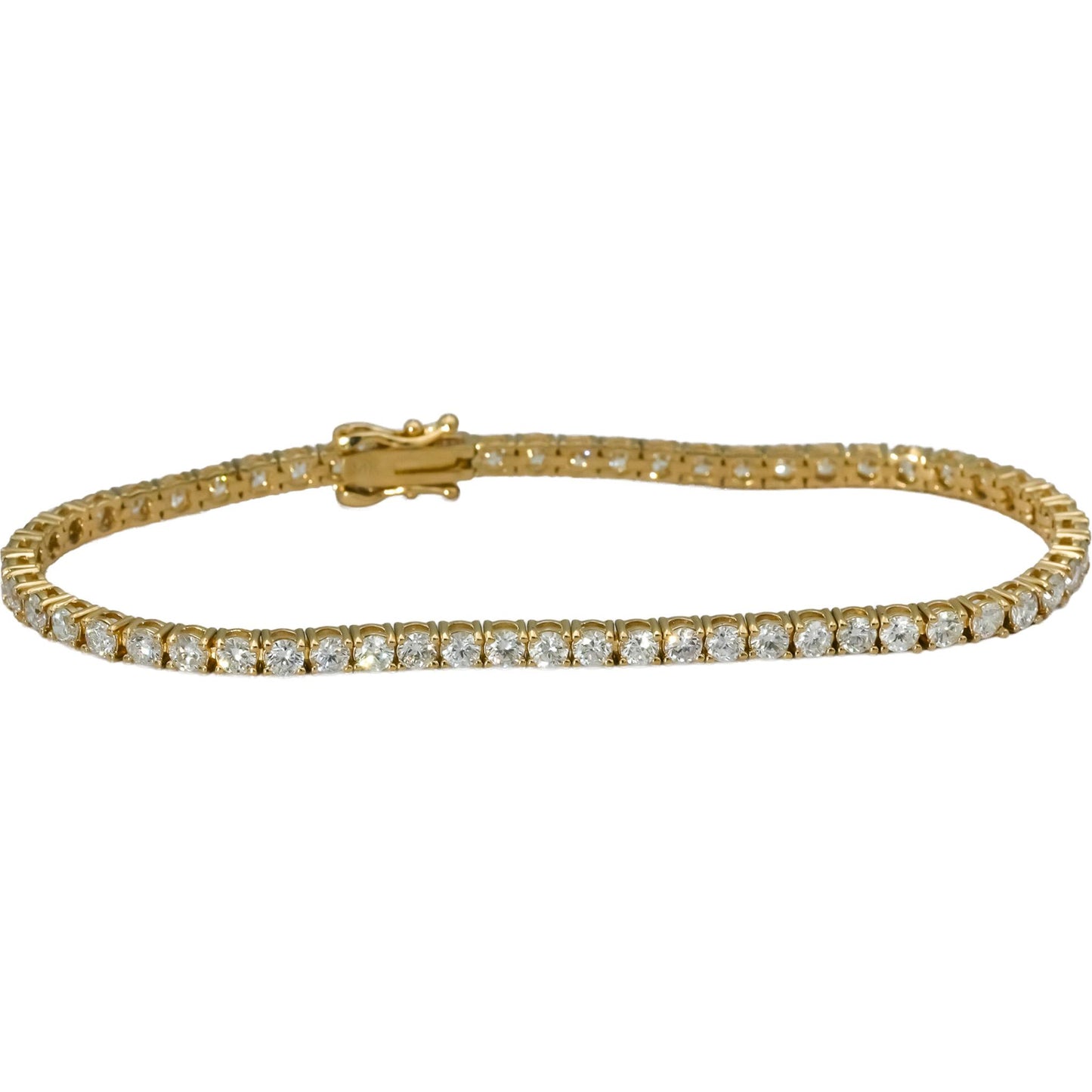 14k Yellow Gold Round Natural Diamond Tennis Bracelet 4.56CT
