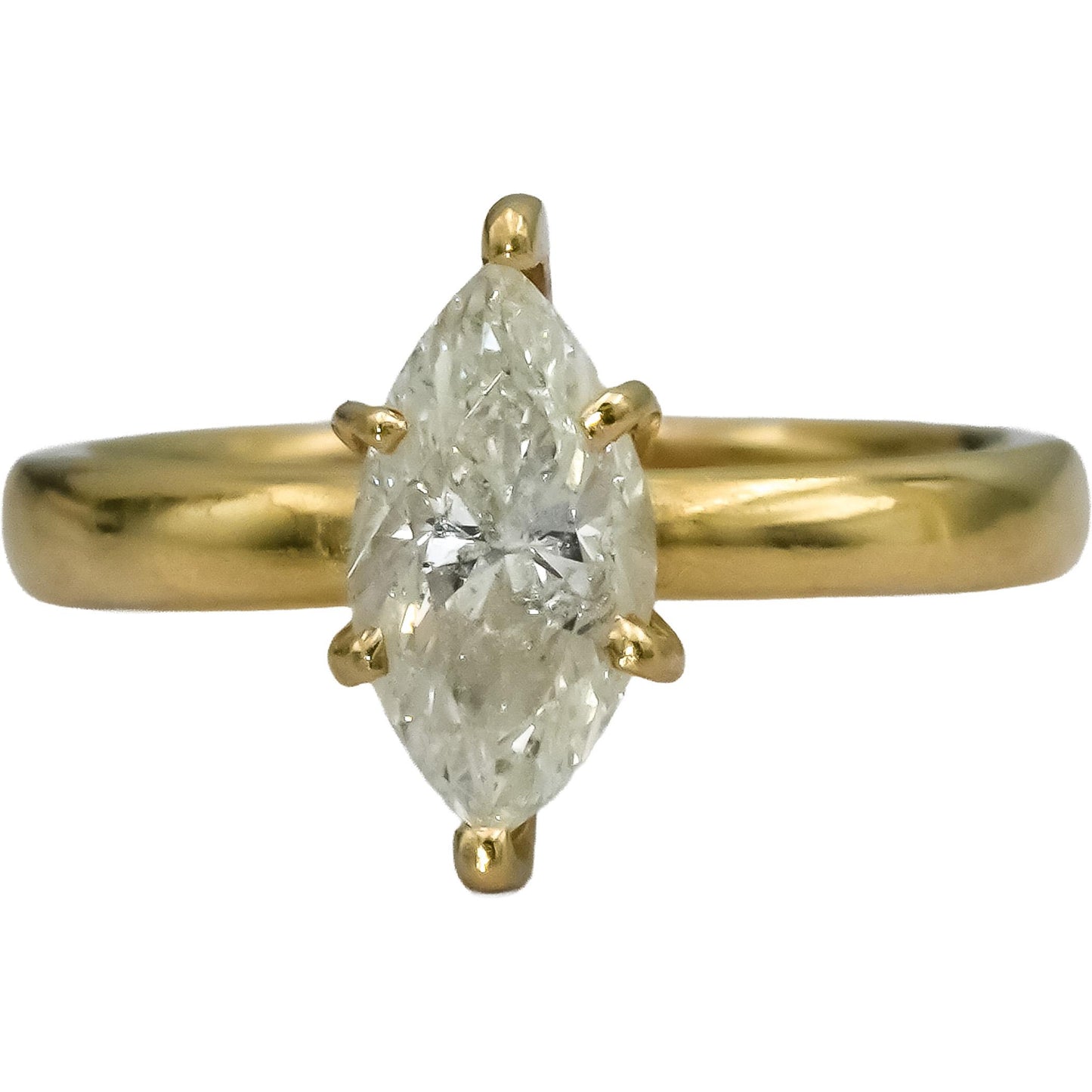 14k Yellow Gold Marquise Cut Diamond Solitaire Ring 0.82CT Size 4.5