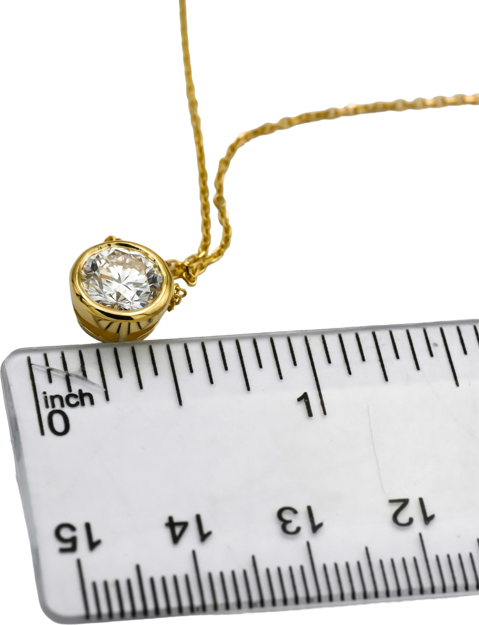 14k Yellow Gold VS Round Lab-Grown Diamond Solitaire Pendant Necklace 1.55CT