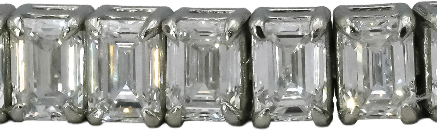 Platinum VS Emerald Cut Lab-Grown Diamond Tennis Bracelet 12.26CT