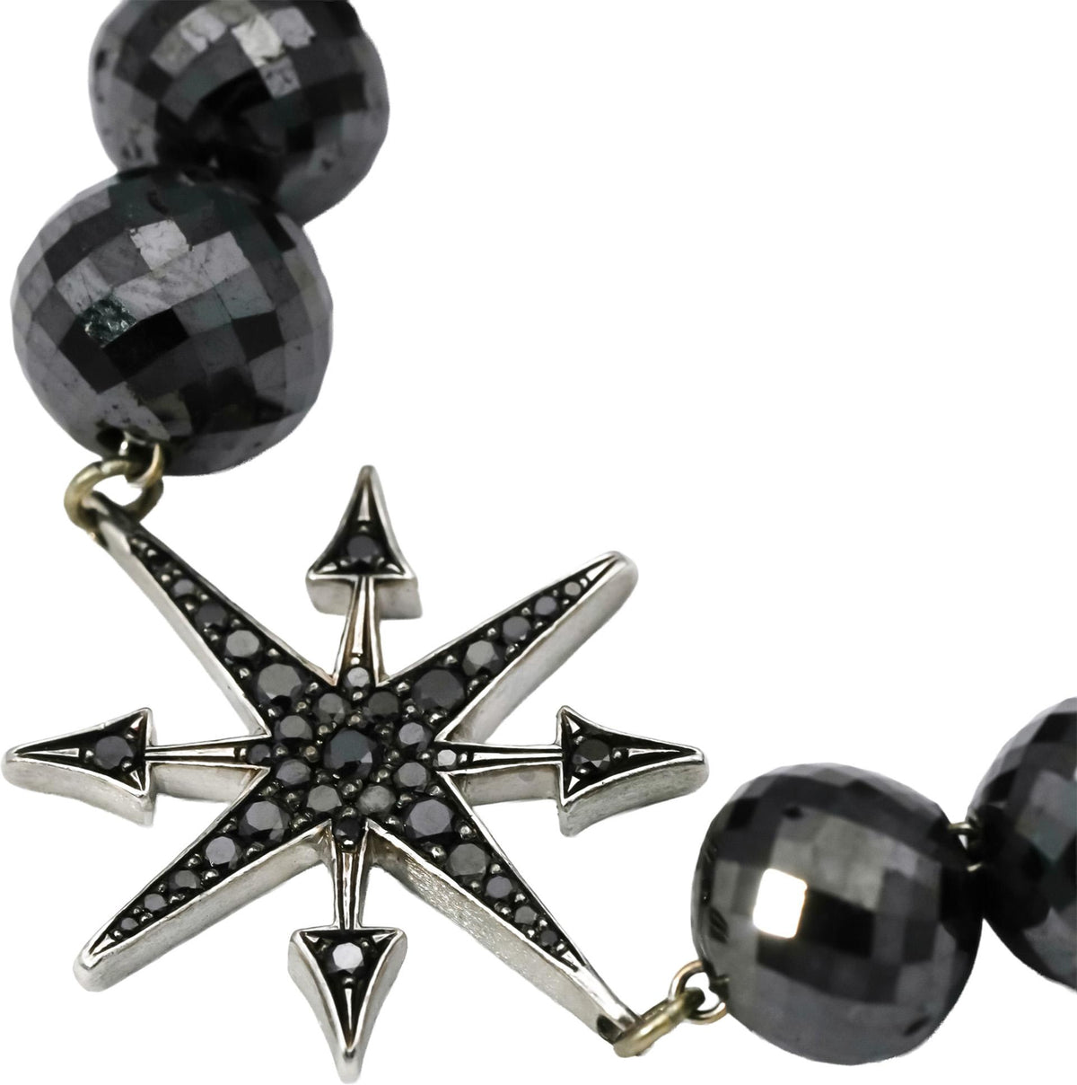 18k White Gold White and Black Diamond Bracelet w/ Star Charm 101.0CT