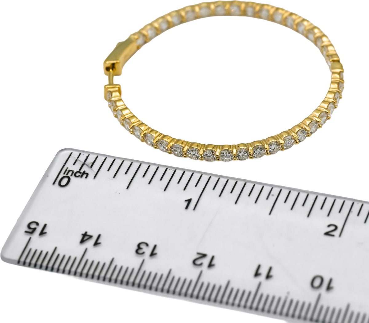 14k Yellow Gold VS Round Lab-Grown Diamond Inside Out Hoop Earrings 6.08CT