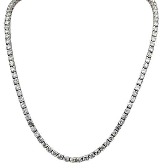 14k White Gold Round Natural Diamond Tennis Necklace 32.28CT