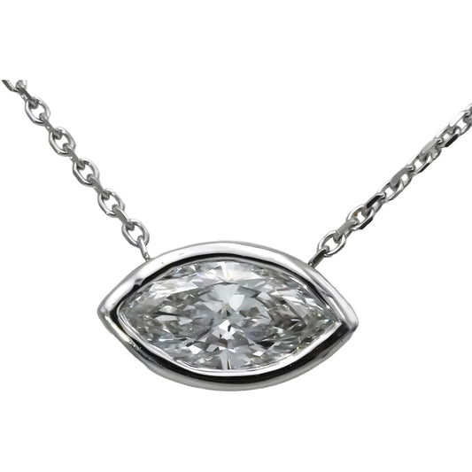 14k White Gold VS Marquise Lab-Grown Diamond Solitaire Pendant Necklace 0.95CT