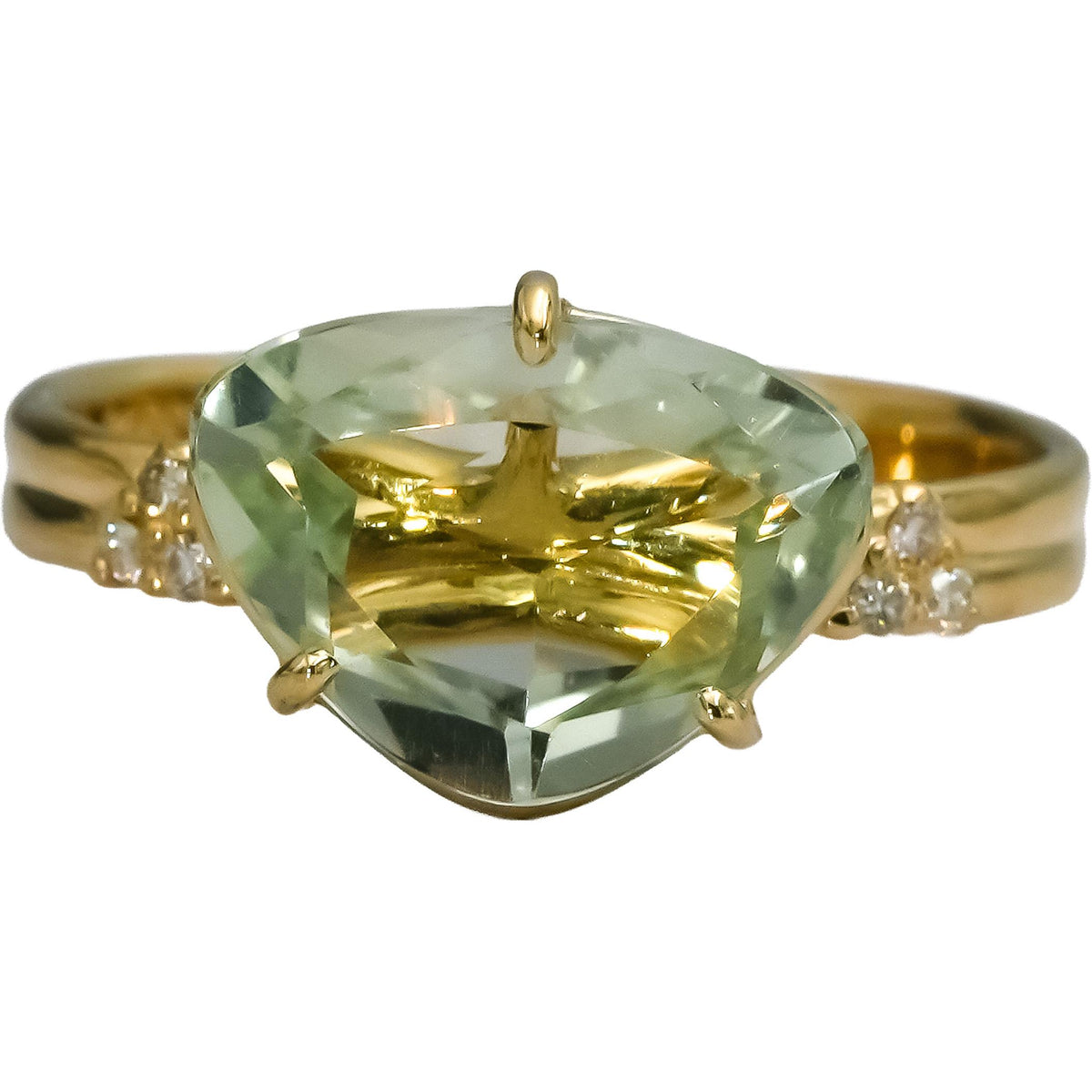 18k Yellow Gold Aquamarine Ring 2.0CT Size 7 w/ Diamond Accents