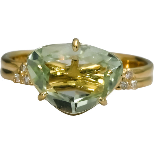 18k Yellow Gold Aquamarine Ring 2.0CT Size 7 w/ Diamond Accents