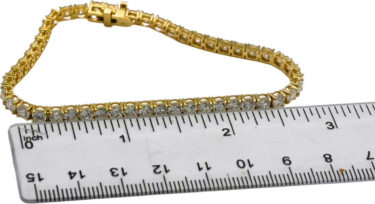 14k Yellow Gold VS Round Lab-Grown Diamond Tennis Bracelet 8.34CT
