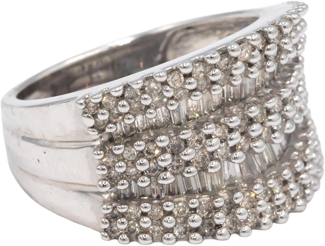 14k White Gold 1.50CT VS Diamond Wide Band Ring Size 7