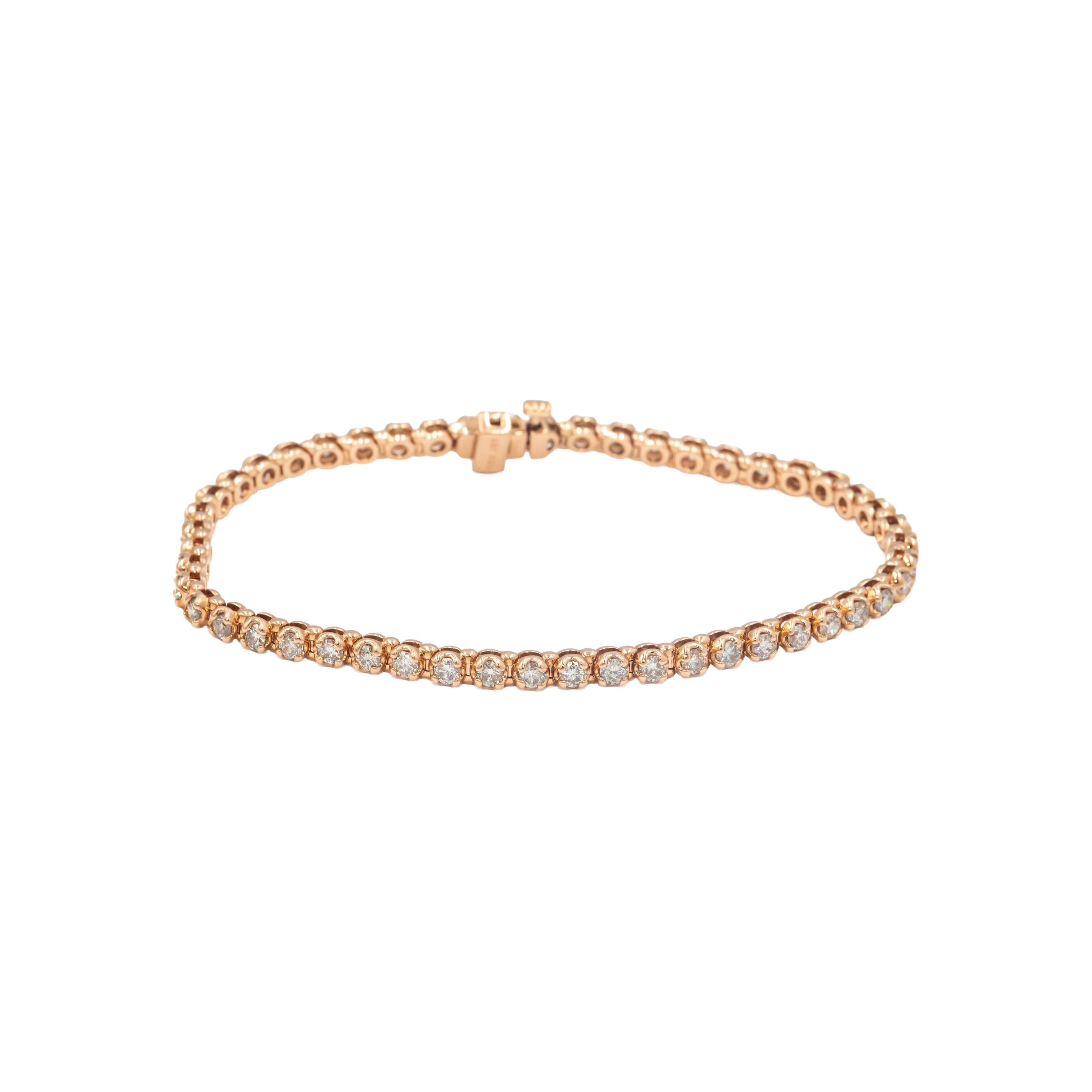 10k Rose Gold Round Diamond Formal Tennis Bracelet 4.0CT