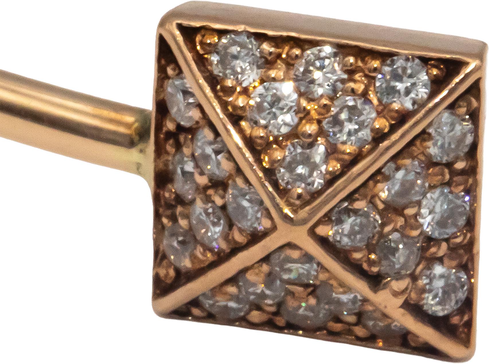 14k Rose Gold 0.40CT Diamond Pyramid Ends Cuff Bracelet