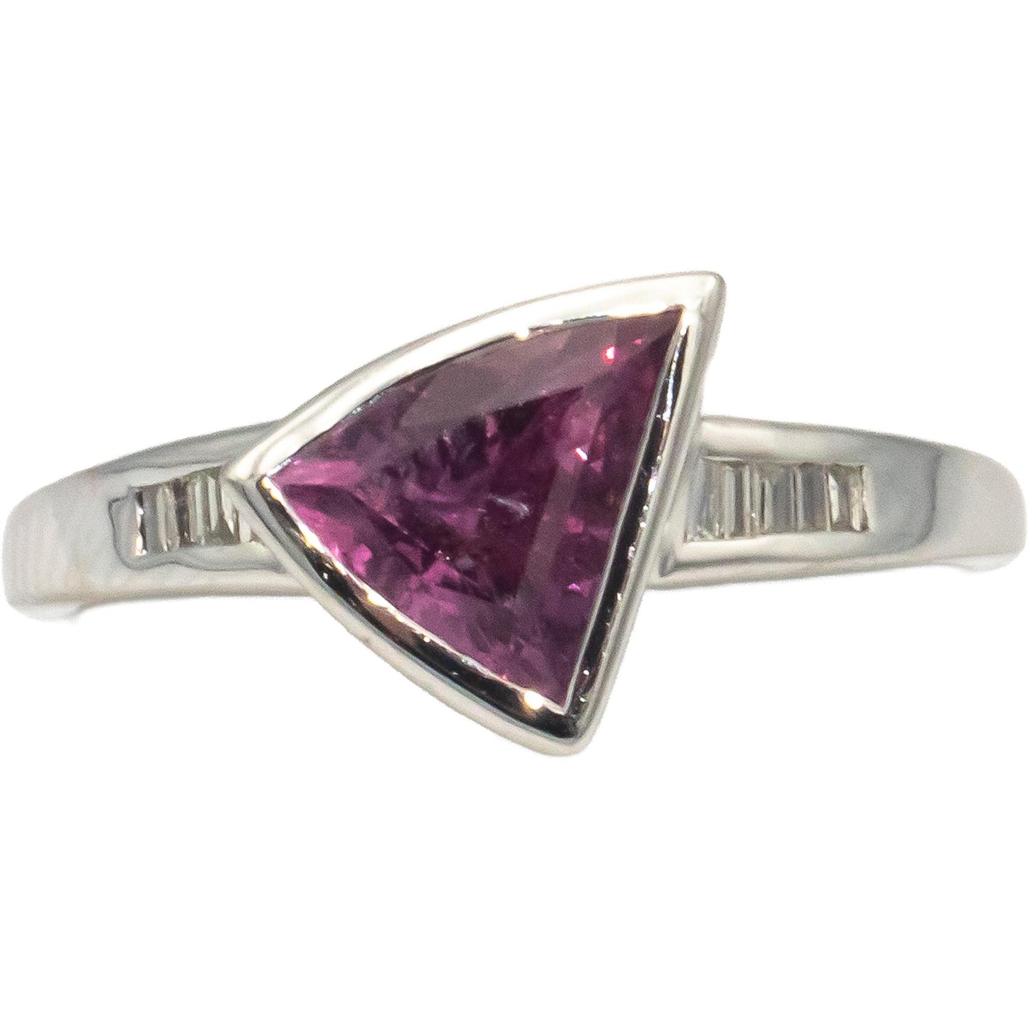 KALATI Designer 14k White Gold 1.60CT Diamond and Pink Sapphire Ring Size 7