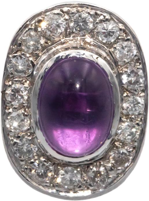 Vintage Antique 14k White Gold 1.64CT Diamond and Amethyst Stud Earrings