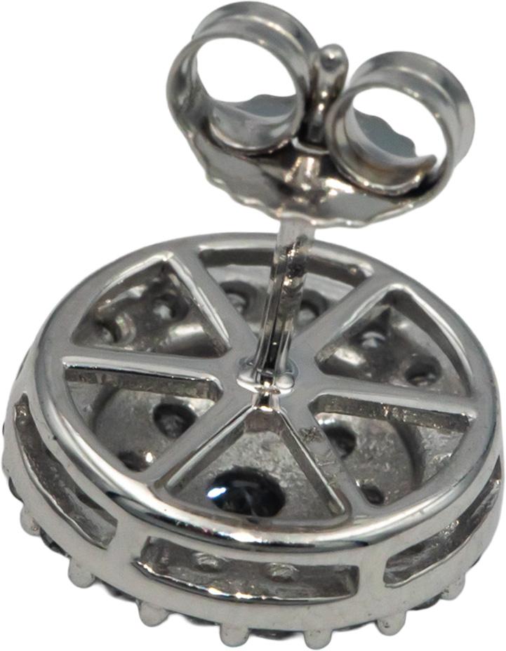 10k White Gold 1.0CT Diamond Round Cluster Stud Earrings