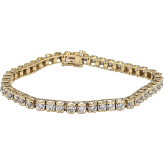 14k Yellow Gold Round Cut Channel Set Diamond Tennis Bracelet 4.30CT