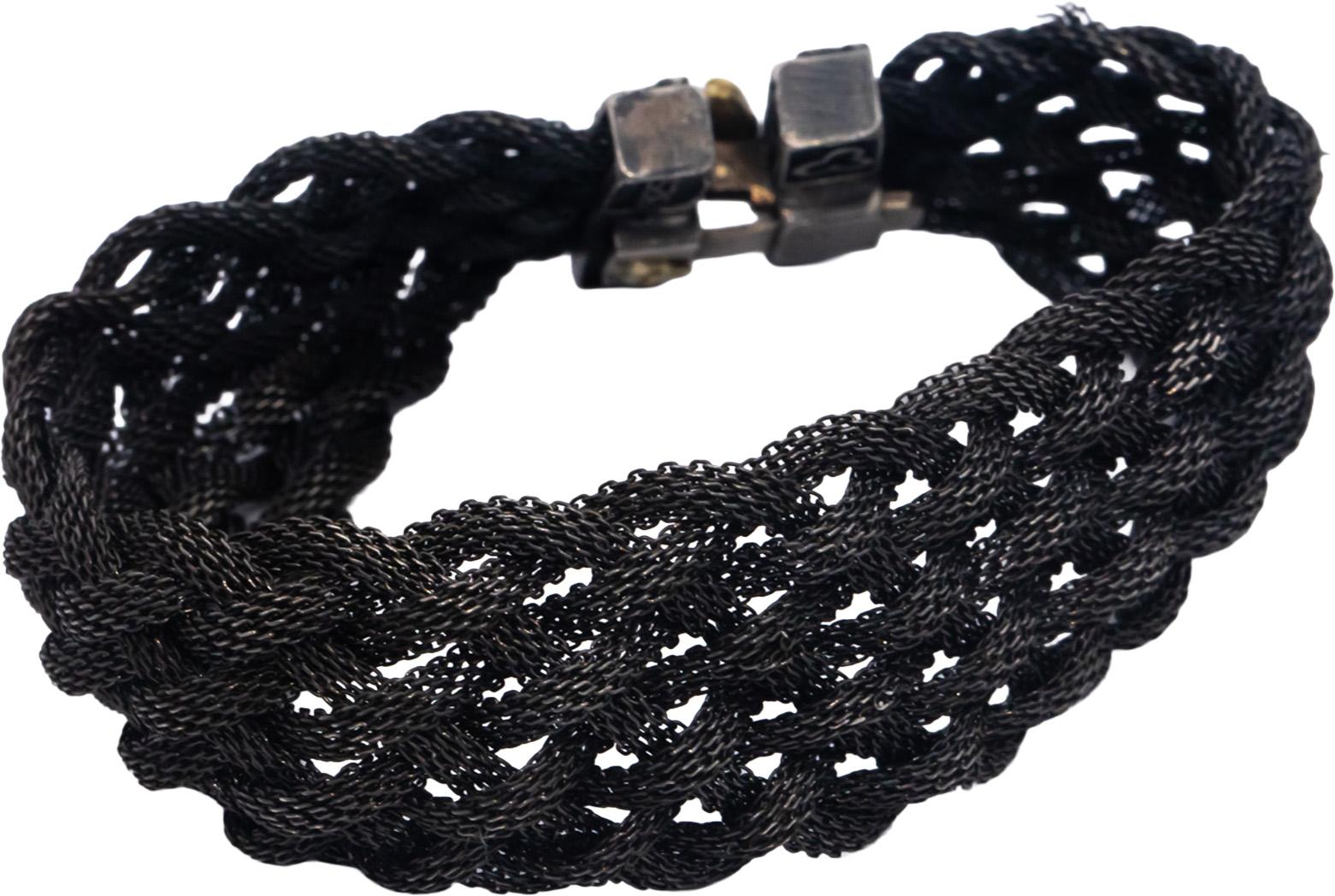 STAMBOLIAN 18k Gold Sterling Silver Wide Mesh Bracelet