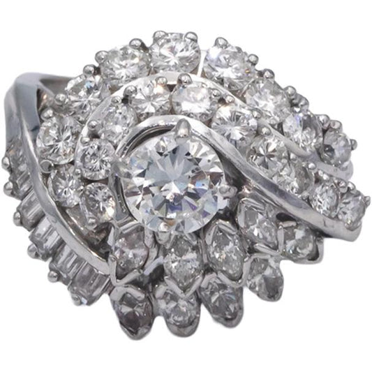 Antique Vintage Platinum Diamond Cocktail Ring w/ 0.75CT Center 3.0CT Size 8