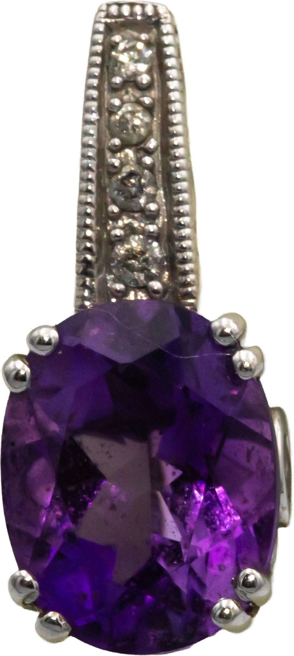 14k White Gold 3.24CT Diamond and Amethyst Dangle Earrings