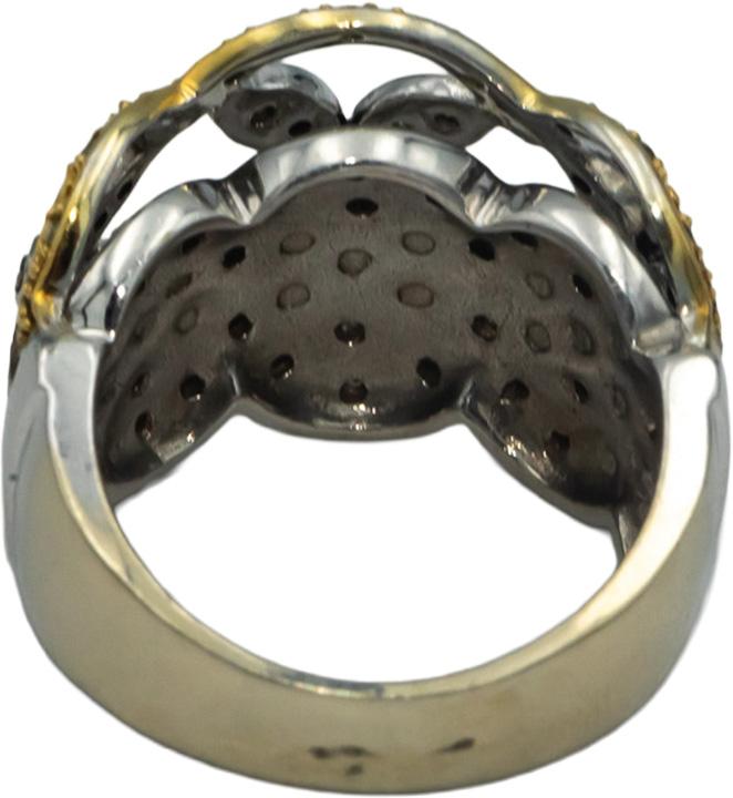 14k White Gold White & Fancy Color Diamond Cluster Ring 0.75CT Size 7.25