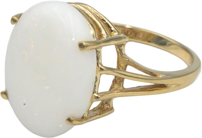 10k Yellow Gold 4.0CT Cabochon Cut Opal Solitaire Ring Size 7