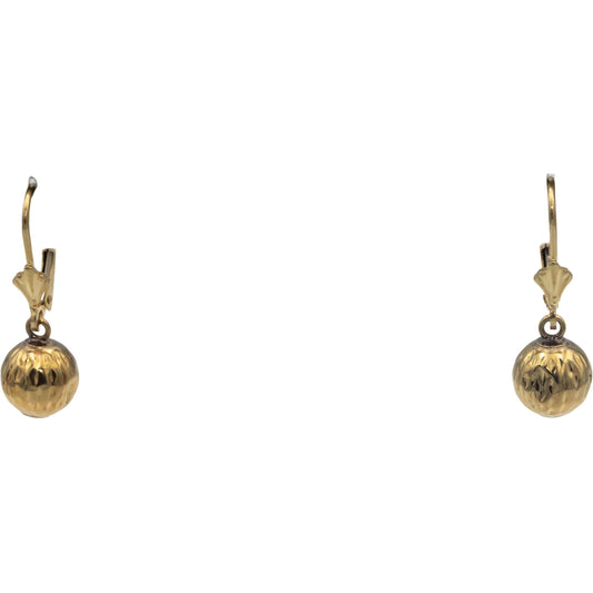 14k Yellow Gold Ball Drop Dangle Earrings 8mm