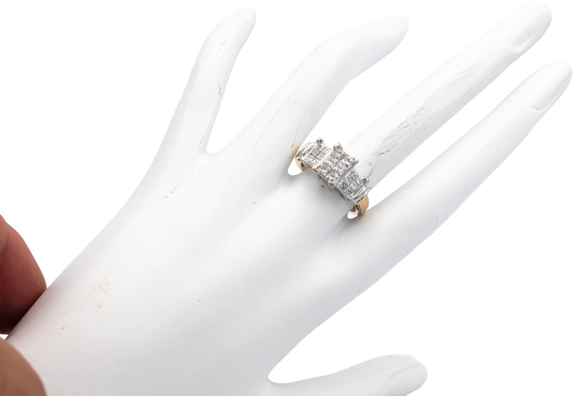 14k Yellow and White Gold 1.0CT Princess Cut Diamond Engagement Ring Size 6.5