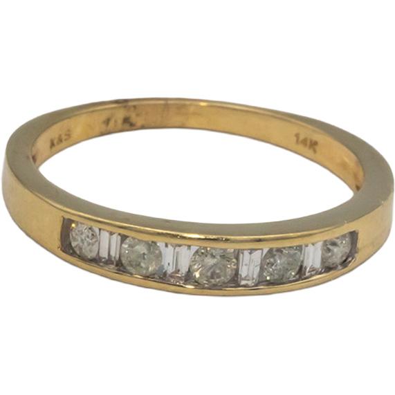14k Yellow Gold 0.25CT Diamond Band Ring Size 7