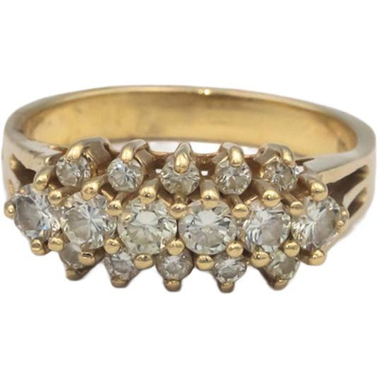 14k Yellow Gold 1.0CT VS Diamond Three Row Anniversary Band Ring Size 6.5