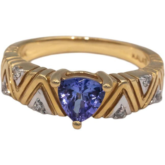 14k Yellow & White Gold Jewelry Diamond and Tanzanite Ring 0.81CT Size 7
