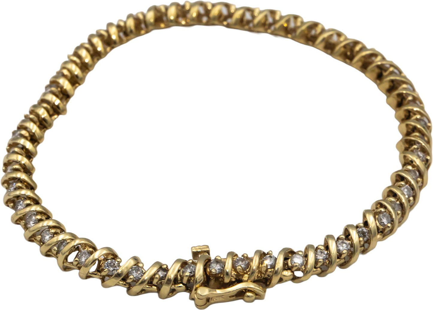 14k Yellow Gold Jewelry 2.0CT Round Cut Diamond S Link Tennis Bracelet