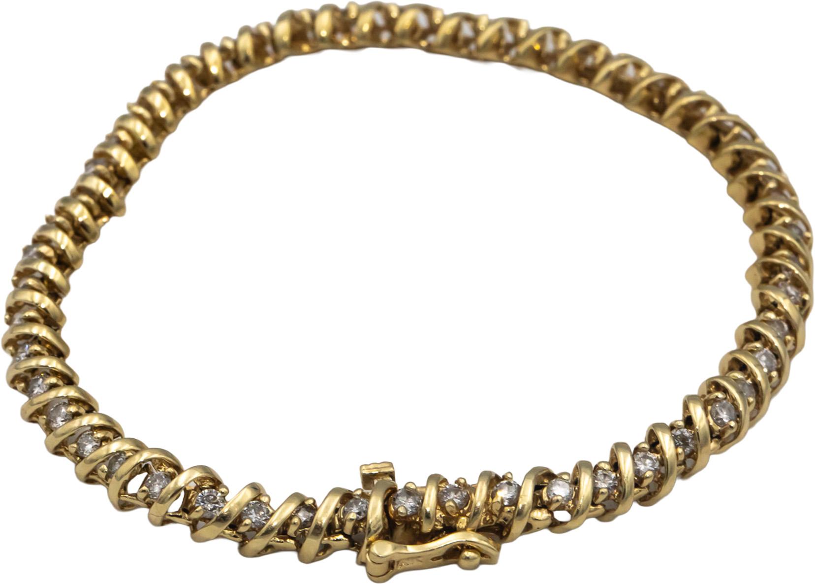 14k Yellow Gold Jewelry 2.0CT Round Cut Diamond S Link Tennis Bracelet