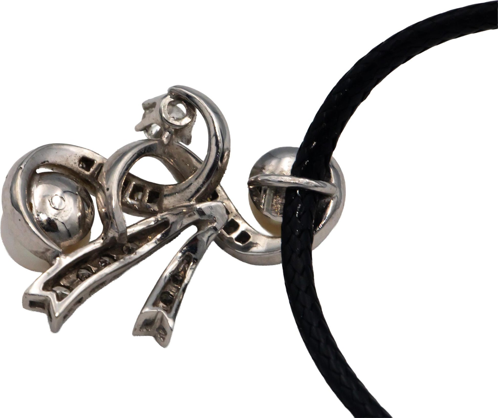 Vintage Antique 14k White Gold 0.30CT VS Diamond & 6.6mm Pearl Pendant Necklace