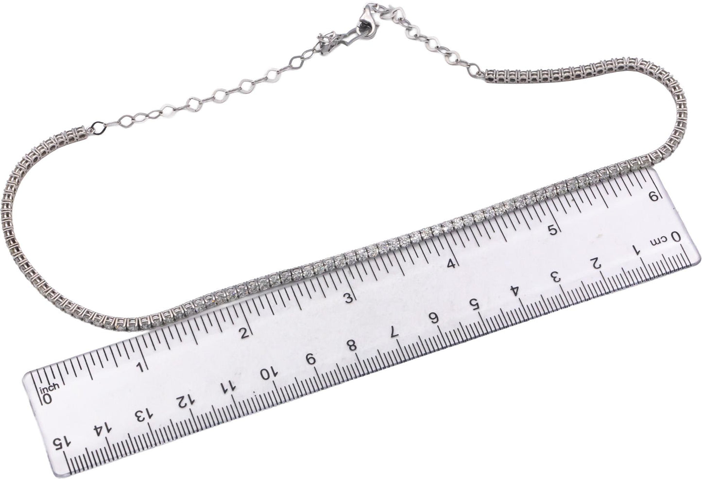 Diamond Round Cut 14k White Gold Jewelry Tennis Necklace 6.16CT