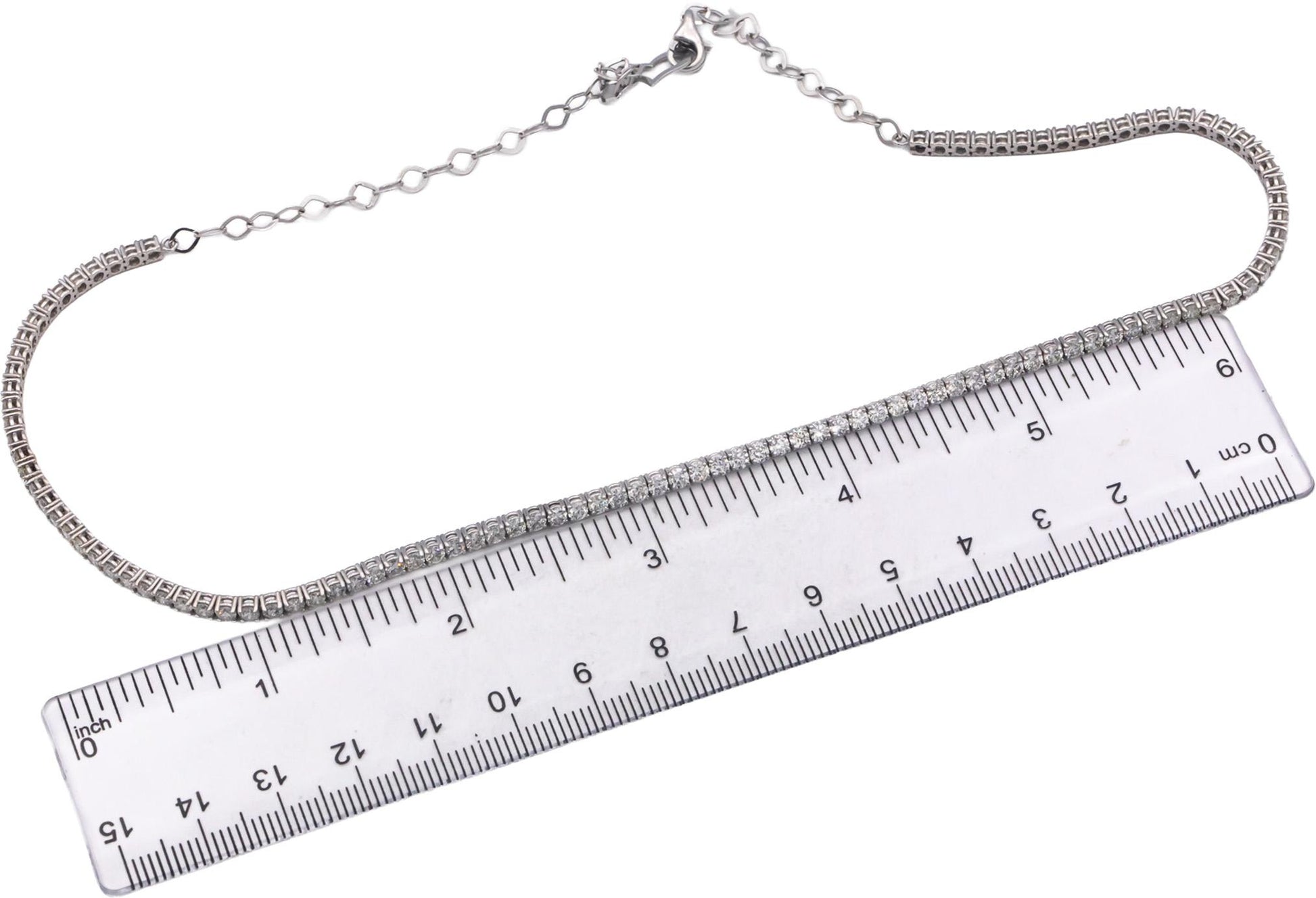 Diamond Round Cut 14k White Gold Jewelry Tennis Necklace 6.16CT