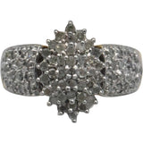 10k White and Yellow Gold Round Diamond Cluster Cocktail Ring 1.0CT Size 7