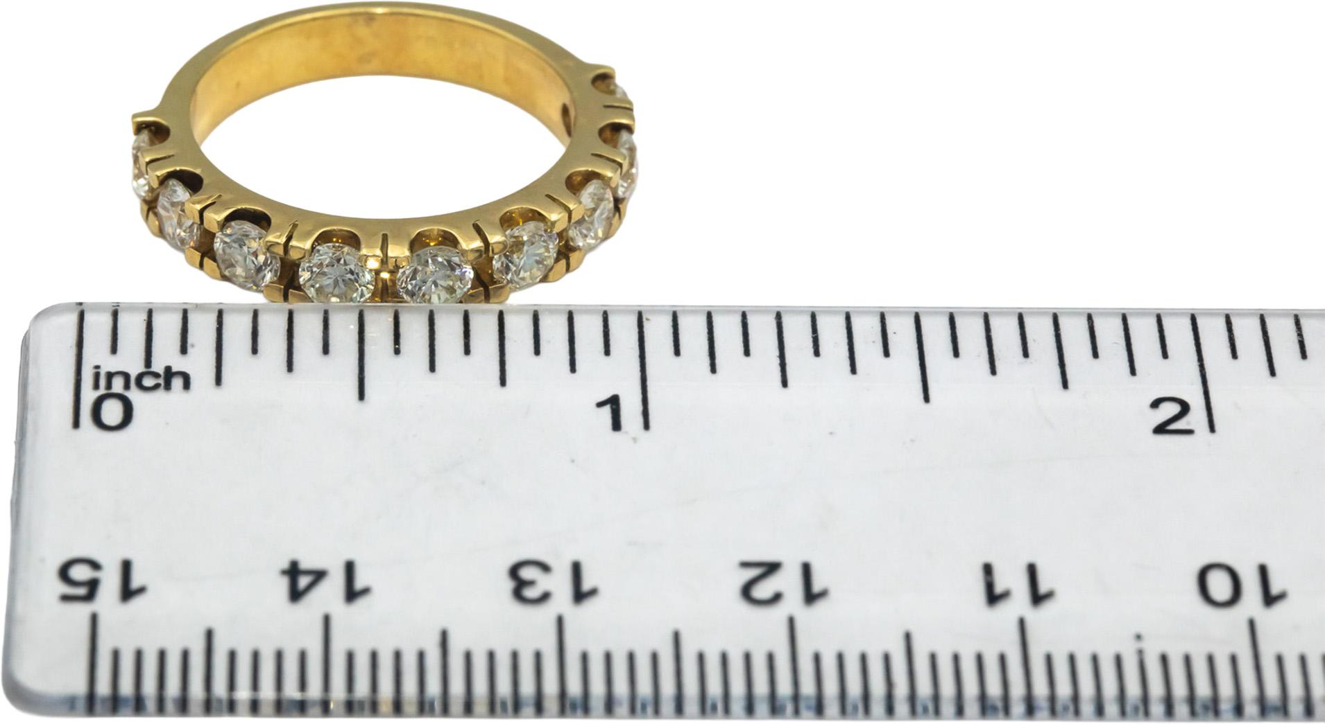 18k Yellow Gold 1.66CT VS Round Cut Diamond 9-Stone Band Ring Size 7.5