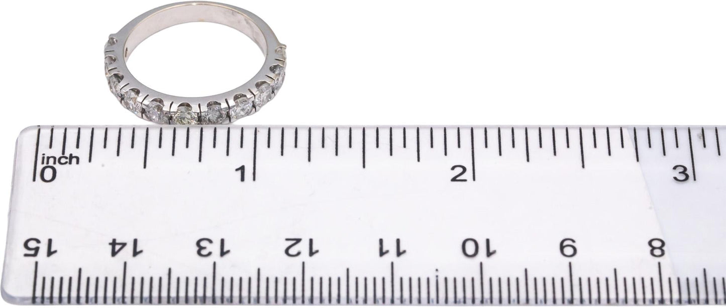 18k White Gold 1.29CT Round Cut Diamond Semi-Eternity Band Ring Size 6.75