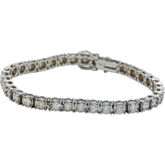 14k White Gold Round Cut Diamond Tennis Bracelet 3.65CT