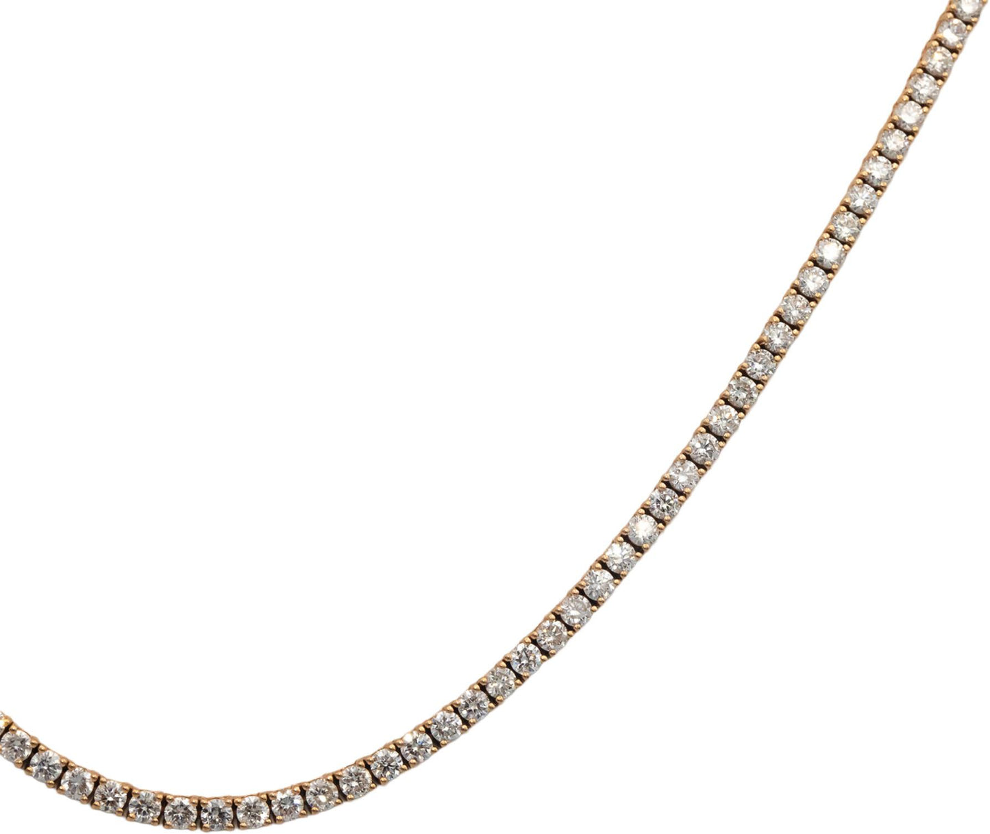 14k Rose Gold Round Cut Diamond Tennis Necklace 20.25" Long 10.02CT