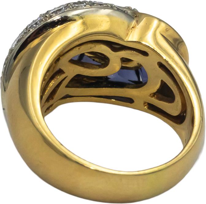 18k Yellow Gold VS Diamond and Tourmaline Cocktail Ring 2.25CT Size 6.5