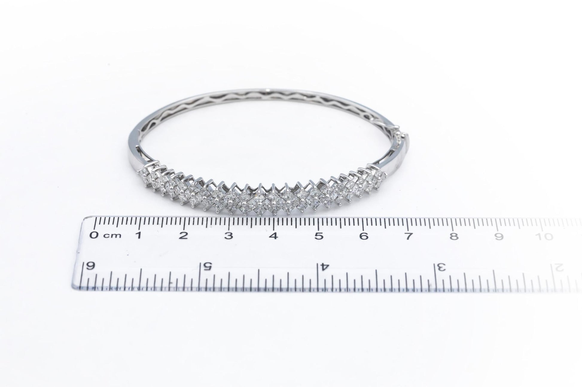 14k White Gold Jewelry 2.0CT Princess Cut Diamond Bangle Bracelet
