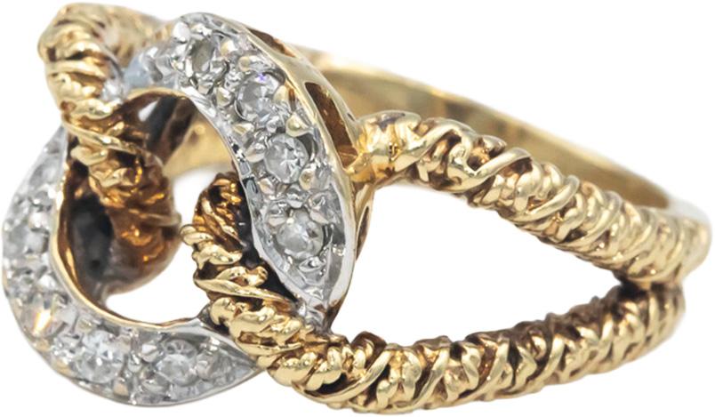 10k Yellow Gold 0.15CT VS Round Cut Diamond Chain Link Design Ring Size 5