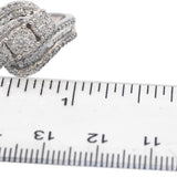 10k White Gold Round & Baguette Cut Diamond Cocktail Ring 0.75CT Size 8