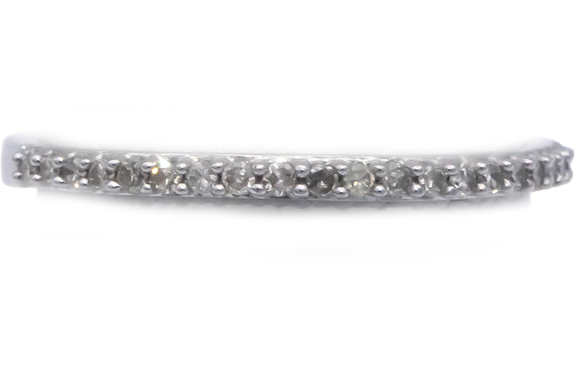 10k White Gold 0.10CT Round Cut Diamond Wedding Band Stacking Ring Size 5