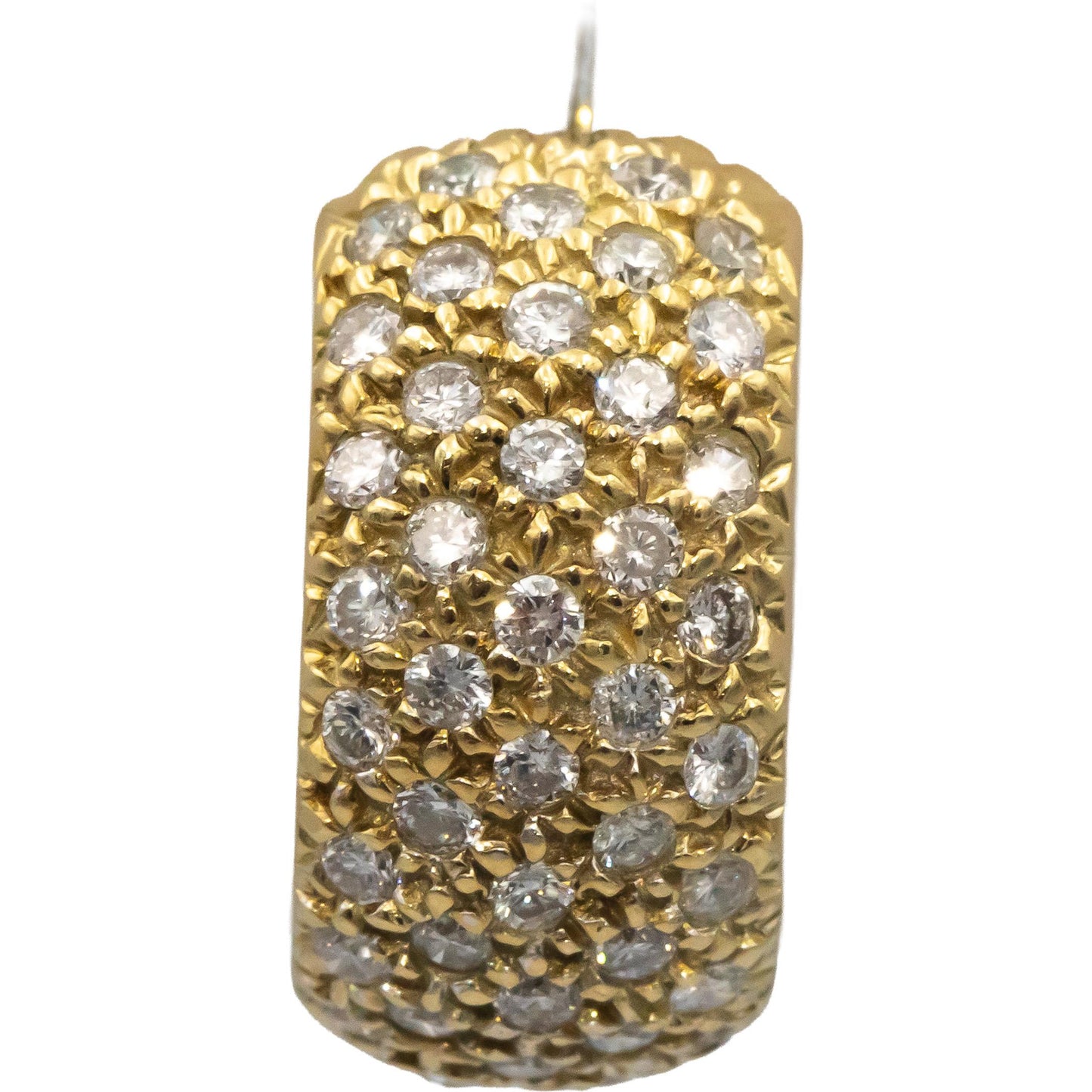 14k Yellow Gold VS Round Diamond Hoop Huggie Earrings 1.30CT
