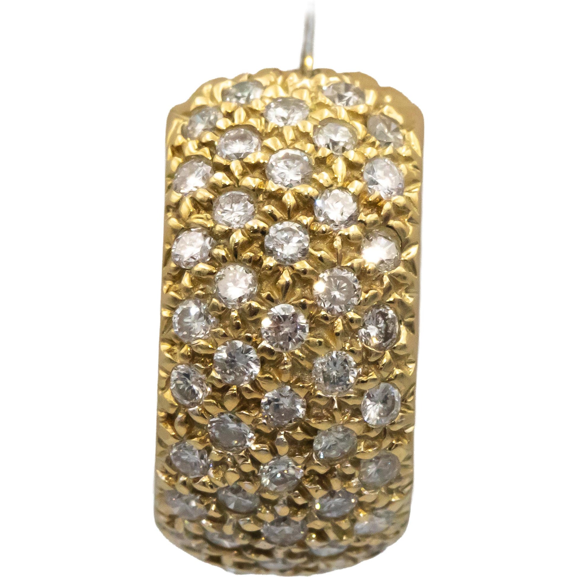 14k Yellow Gold VS Round Diamond Hoop Huggie Earrings 1.30CT